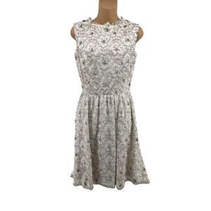 Jack Bryan Dupuis Dress Vintage Size 8 Floral Beaded Pearl Details Fit and Flare